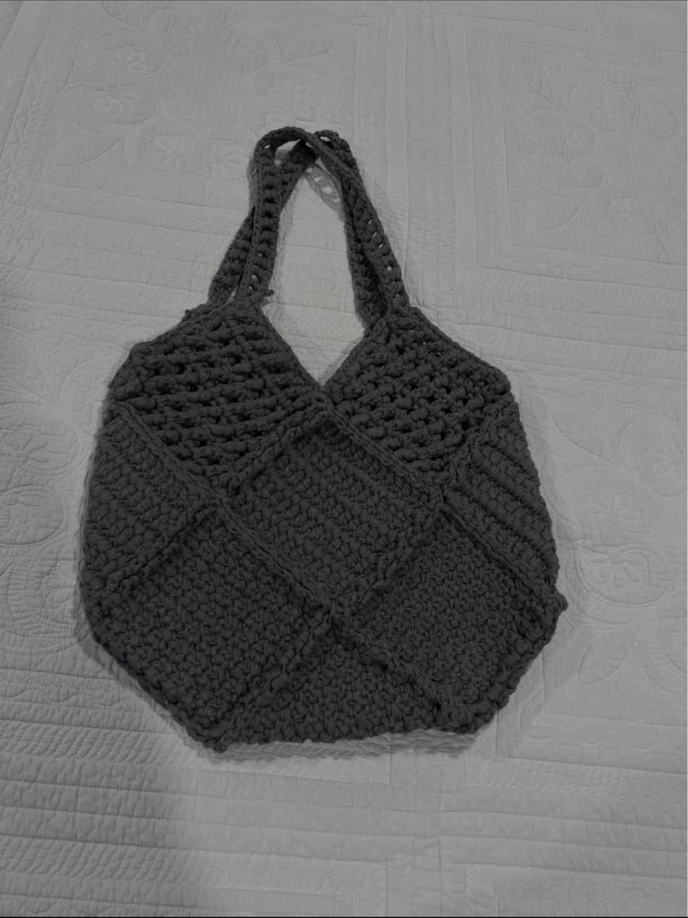 Handmade Crochet Tote Bag Grey